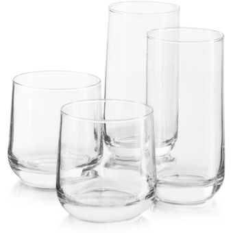 Elegante Juego De 8 Vasos De Cristal, Incluye 4 Vasos Highba