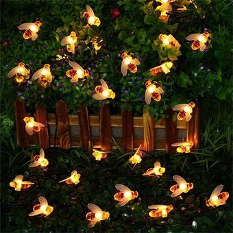 Solar Power Bee Forma String Light Wall Window Garden Decoración navideña 