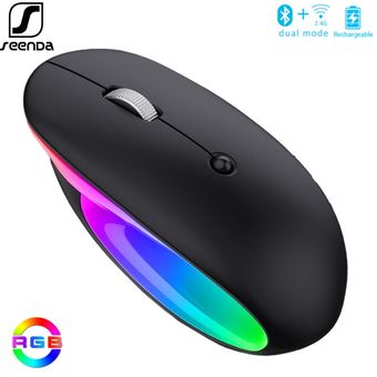 ratón inalámbrico recargable con Bluetooth,Mouse ergonómico RGB para juegos,ordenador,portátil,iPad,tallado hueco,2,4g 