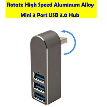 Aleación de aluminio de alta velocidad mini 3 puertos Usb 3.0 concentrador rotación Pc 