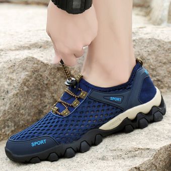 Big Sze Zapatos de senderismo al aire libre para hombre Zapatos de vadeo antideslizantes de alta calidad Azul 