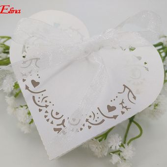 Cajas de R Cajas de grageas en forma de corazón para dulces de boda 