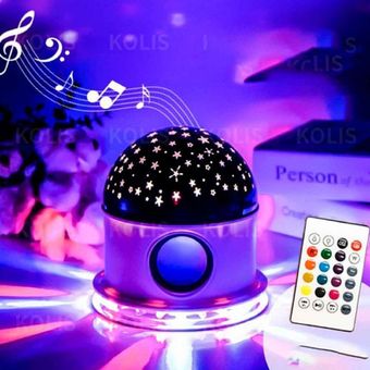 Lámpara Giratoria Proyector Estrellas Lunas Parlante Bluetooth