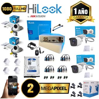 Camaras Seguridad Kit DVR Hilook 4 CH 1080 + 4 cám 1080 + D.d 500 GB