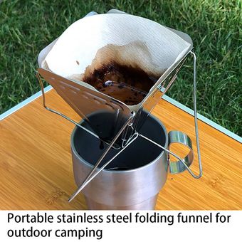 Filtro de café de acero inoxidable con embudo plegable de acero inoxidable para camping al aire libre 
