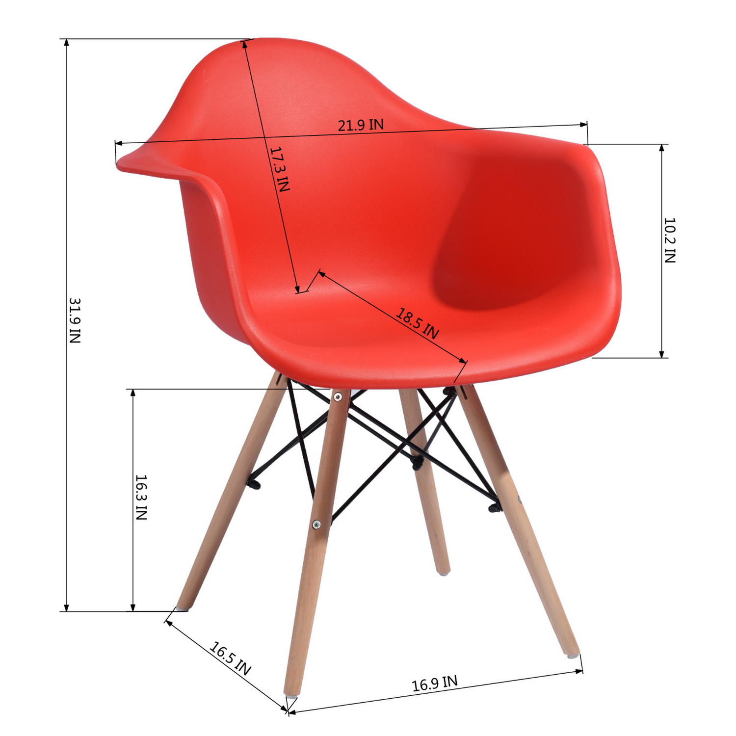 Set de 2 sillas Eames con Brazos Keiä Kohler-Rojo