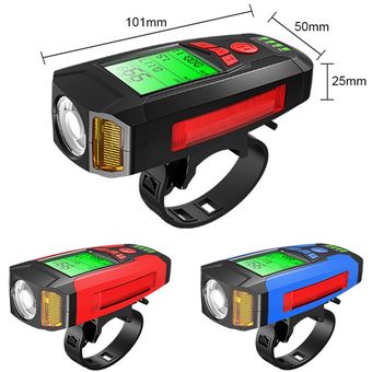 Juego de luces de bicicleta con velocímetro recargable por USB faro 