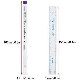 Conjunto de lápiz blanco Quirúrgico de la piel de la piel Marcador Marcador tatuaje Medida regla de medición 