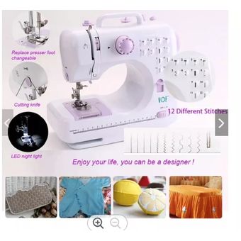 Máquina de coser portátil, mini máquina de coser eléctrica para el hogar,  multiusos, 12 puntadas integradas con pedal para coser en casa