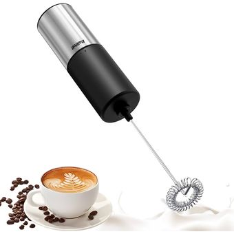 espumador de leche cafe electrico a pilas batidor de acero inoxidable negro