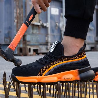 botas de seguridad ligeras, Botas de trabajo a la moda para hombre zapatos de seguridad con punta de acero a prueba de perforaciones 