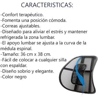 Soporte Lumbar Corrector De Postura Para Espalda Espaldar Para Sillas  GENERICO