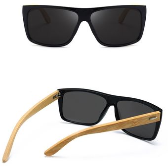 Rectangle Vintage Bamboo Sunglasses Men Women Gradent Lens 