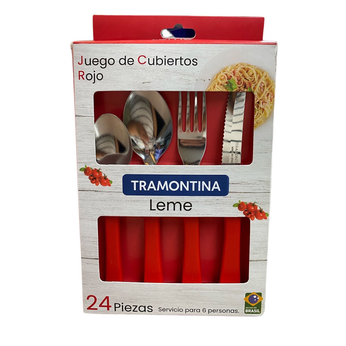 Juego De Cubiertos Tramontina 32200/728 Leme Rojos 24 Piezas