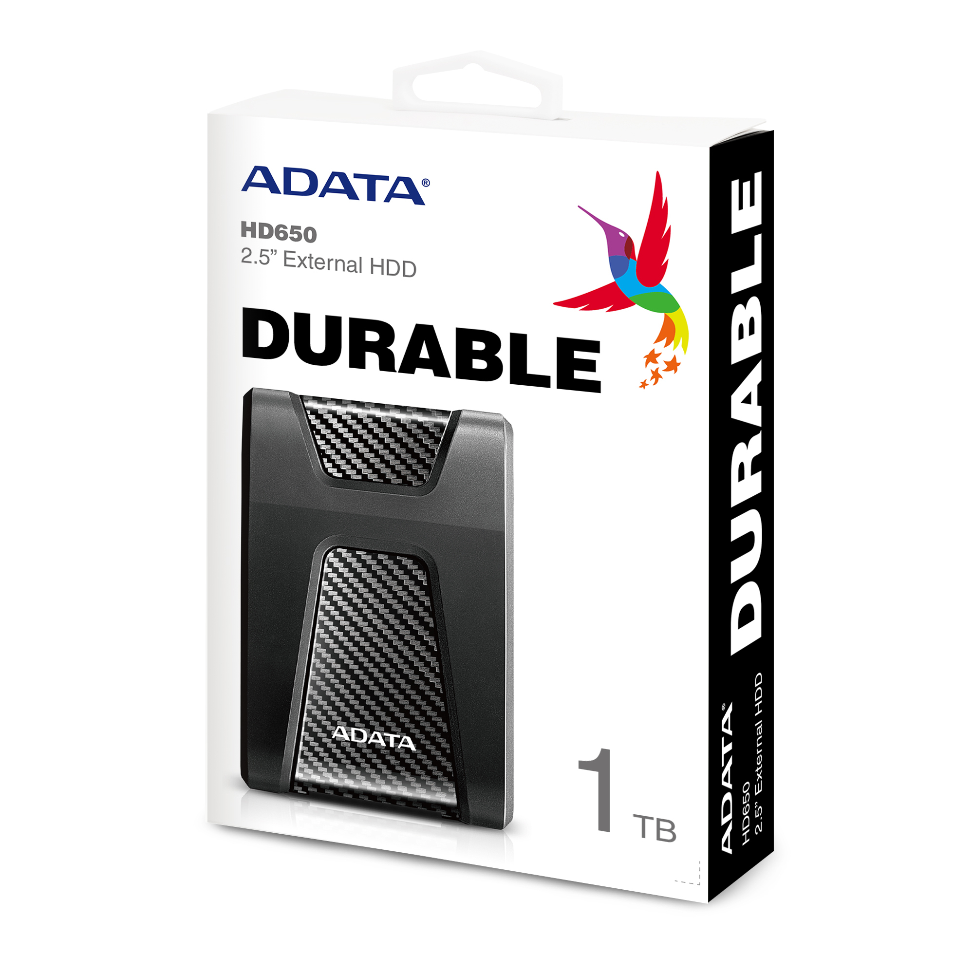 ADATA Disco Duro Externo HDD HD650, 1TB, USB 3.2 Gen1, Contra Polvo y Salpicaduras, Color Negro