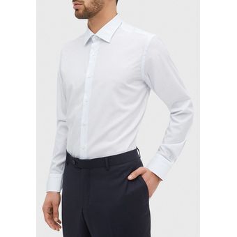 Camisa Cuello Italiano Estampado BlancoCeleste 
