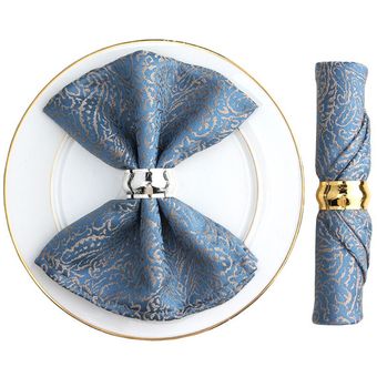 Toalla de mesa de estilo europeo de alta gama hilo de jacquard de 46x46CM paño de hotel taza de tela servilleta de restaurante con anillo 