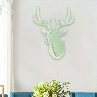 Cabeza De Ciervo Elk Cornamenta Escultura De Pared Colgante Sala Verde 