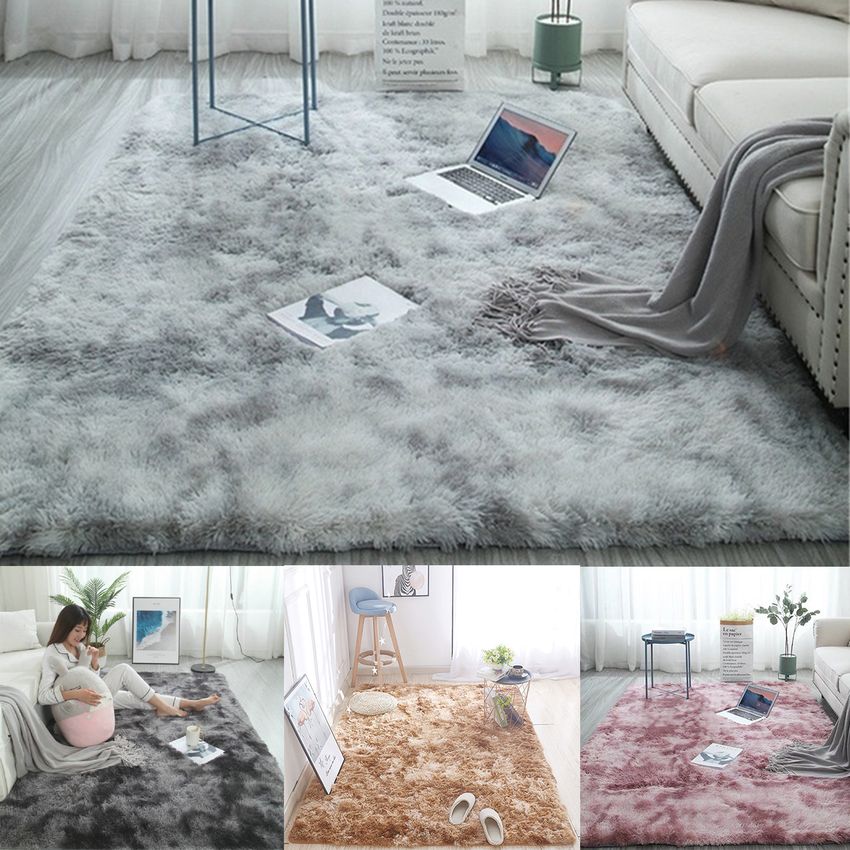 160x230cm Extra Grande manta mullida suave alfombra lanuda alfombra de la sala dormitorio estera del piso - gris claro