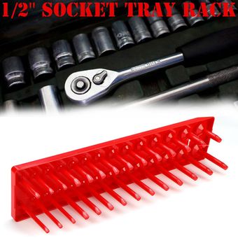 28 Socket Socket Rack Almacenamiento Bandeja Titular de la bandeja Estante Organizador STAND SAE 12  rojo-Black 