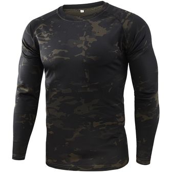 Los hombres camuflaje táctico Camisetas manga larga rápido seco al aire libre senderismo Deporte Tops de escalada militar ejército primavera verano Camisetas 