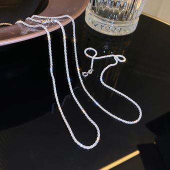 Vintage Multi_layer Sparkling Chain Choker Necklace For Women  Silver Color Necklace  Fashion Thin 