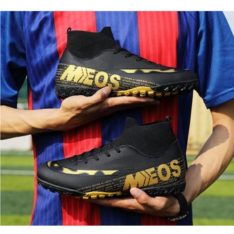 Zapatos De Fútbol De Caña Alta Antideslizantes Uñas Larga Negro TF 