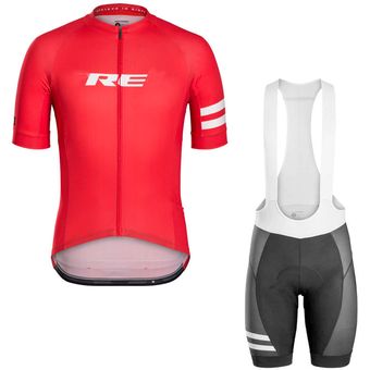 Traje de ciclismo de manga corta rojo ropa de equipo de ciclismo pro 