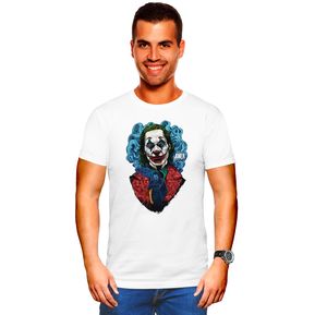 Camiseta hombre Joker poliéster mc blanco estampado by ADNCAMISETAS