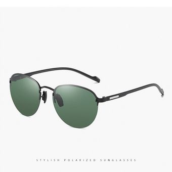 Round Polarized Sunglasses Men Women Rimless Ultralight Tr90 