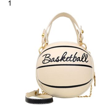 #1 bolso redondo para baloncesto, Bolso de mano de bola para mujer 