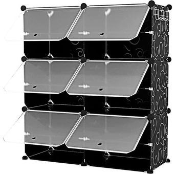 Closet Zapatera Minimalista Armario Organizador Multifuncional Armable /  Almacenamiento para Zapatos 36 Pares (Negro, 6 niveles) Stay Elit  Minimalista armable