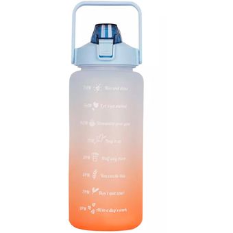 Termo Botella de Agua Motivacional con Pitillo 2 Litros Azul