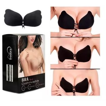 Women Self-Adhesive Strapless Bandage Blackless Solid Bra Silicone