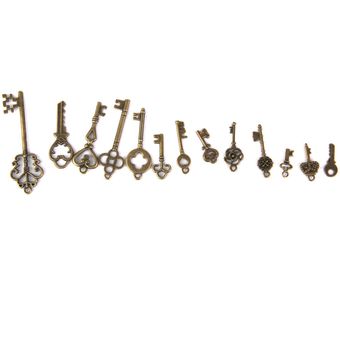 26 Piezas De Bronce Antiguo Retro Esqueleto Llaves Encantos Colgantes 
