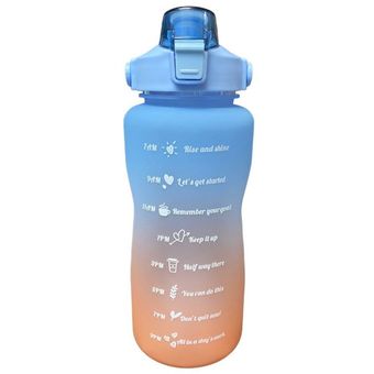 Termo Botella De Agua Motivacional Con Pitillo 2 Litros Negro GENERICO