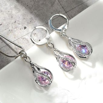 Delicado Conjunto De Joyas De Cristal De Arco Iris Femenino 