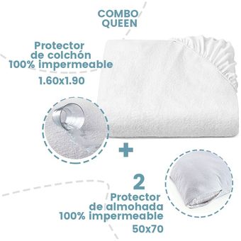 Protector Colchón Queen 100% Impermeable 1.60X1.90