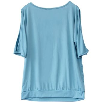 Las mujeres Off pluma del hombro de impresión top de la blusa del verano del estilo ocasional de la blusa 