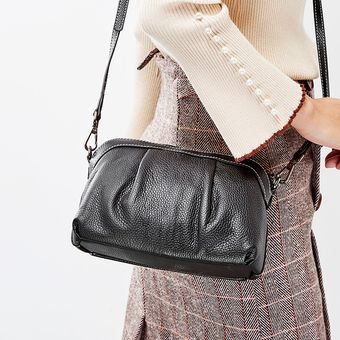 bandolera pequeña de piel auténtica para mujer bolso bandolera informal de uso diario color negro y gris #Burgundy 100% 
