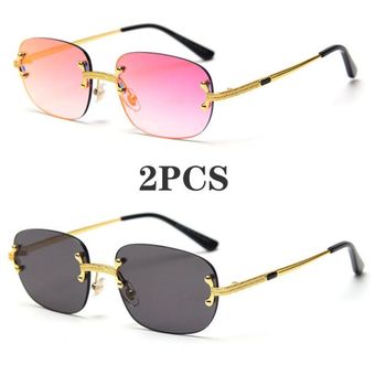 Pequeñas gafas de sol sin marco Espejo sin marco azulmujer Pequeñas gafas de sol sin marco Espejo sin marco azulmujer