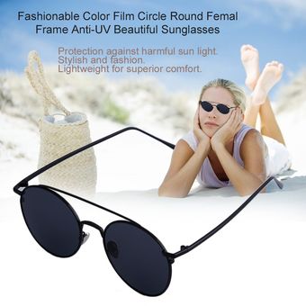 Círculo de película de moda Círculo Redondo Fémalo Anti-UV Hermosas Gafas de sol 