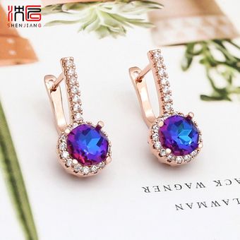 Shenjiang Nuevo Cristal De Color Mujer Adornos Pendientes De Shenjiang Nuevo Cristal De Color Mujer Adornos Pendientes De