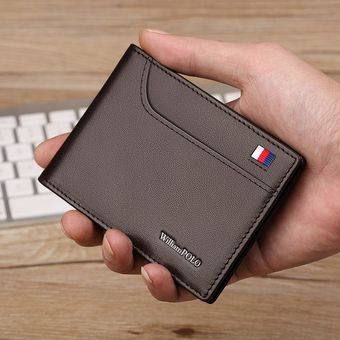 William Polo Mini billetera de cuero para hombre billetera bimodal de diseño informal Delgado SAI 