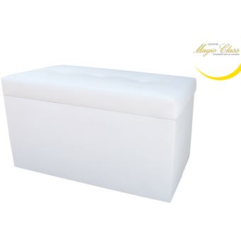 Puff Organizador De Zapatos Eco Cuero Blanco