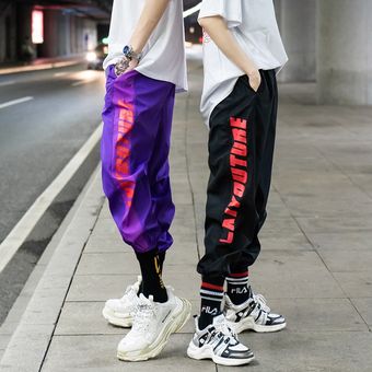 #7915-Black Hombre lado Anime pantalones de estampado harén para las tendencias de la moda ropa de adolescentes pantalones de Hip Hop ropa informal japonesa Joggers pantalones de chándal 