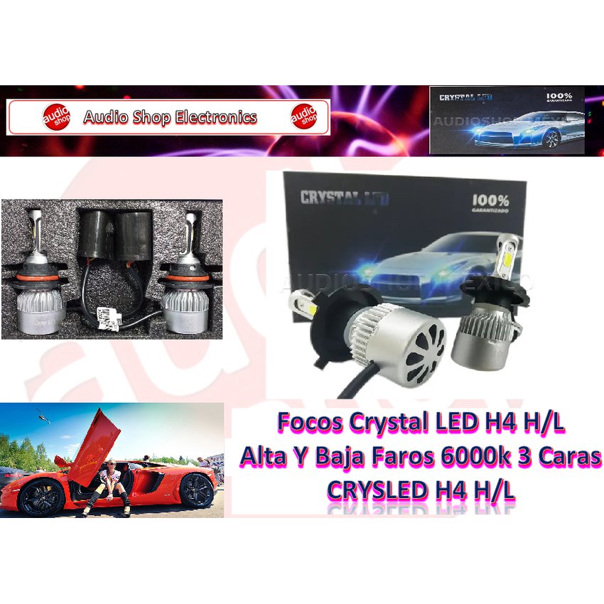 Focos Crystal Led H4H/L Alta Y Baja Faros 6000K 3 Caras