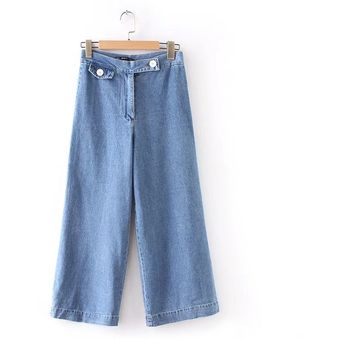 Vintage Mom Jeans Cintura Pantalones Anchos De Pierna Jeans