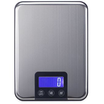 báscula de cocina Báscula Digital delgada de acero inoxidable de 10kg 1g balanza de peso báscula electrónica de 10KG para alimentos táctil gramos retroiluminación azul 