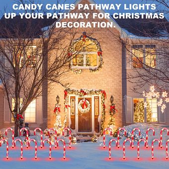 Paquete de 10 luces indicadoras camino de bastón de caramelo navideño 